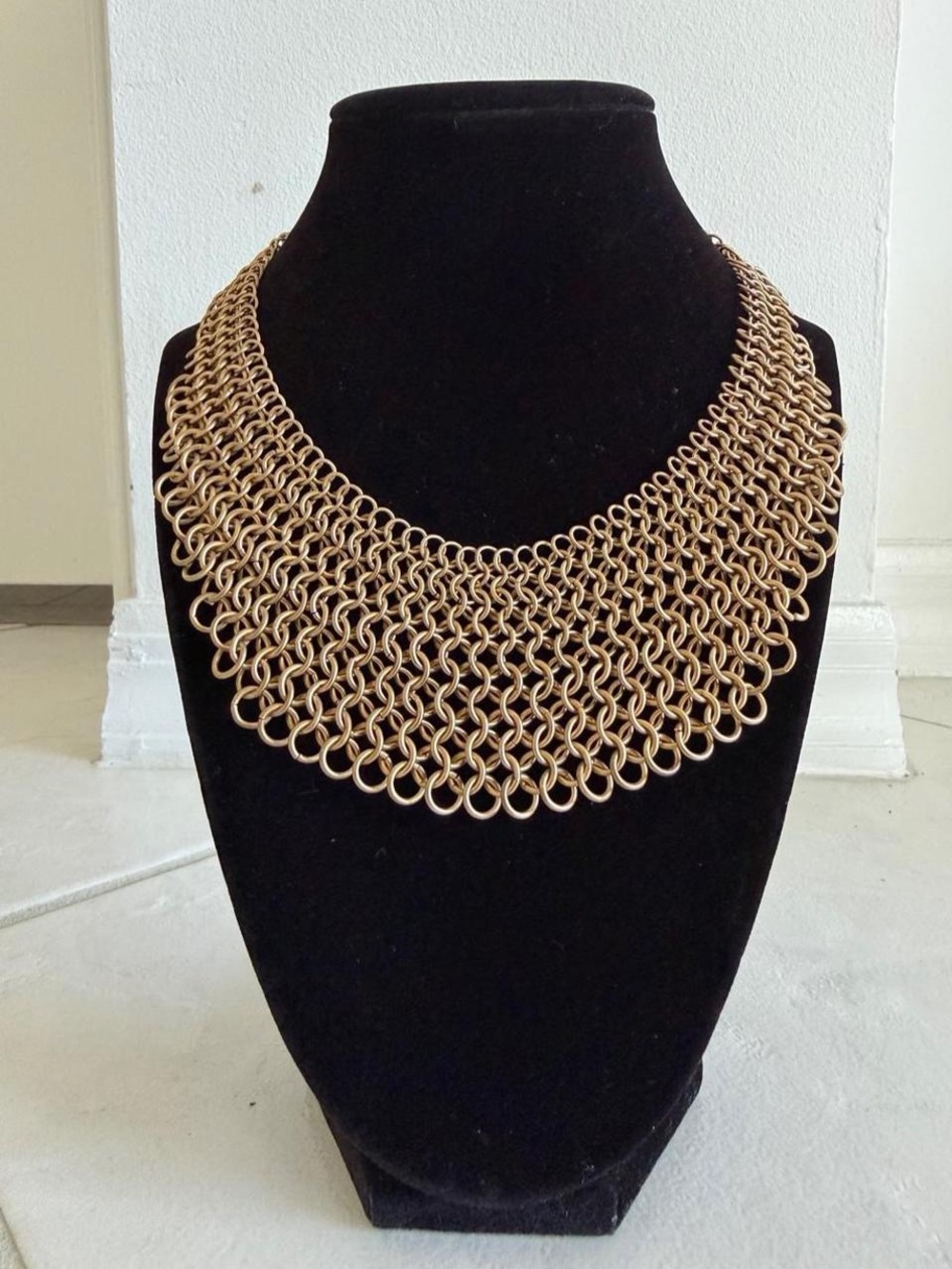 Gold Chainmail Bib Necklace - Statement Collar